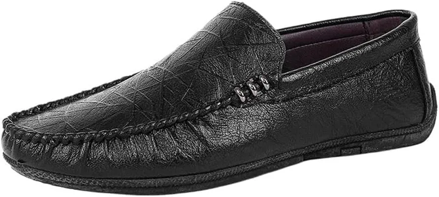 Men's Loafers Shoes Round Toe Faux Leather Slip Resistant Anti-Slip Flexible Classic Slip-on Casual Driving Moccasins