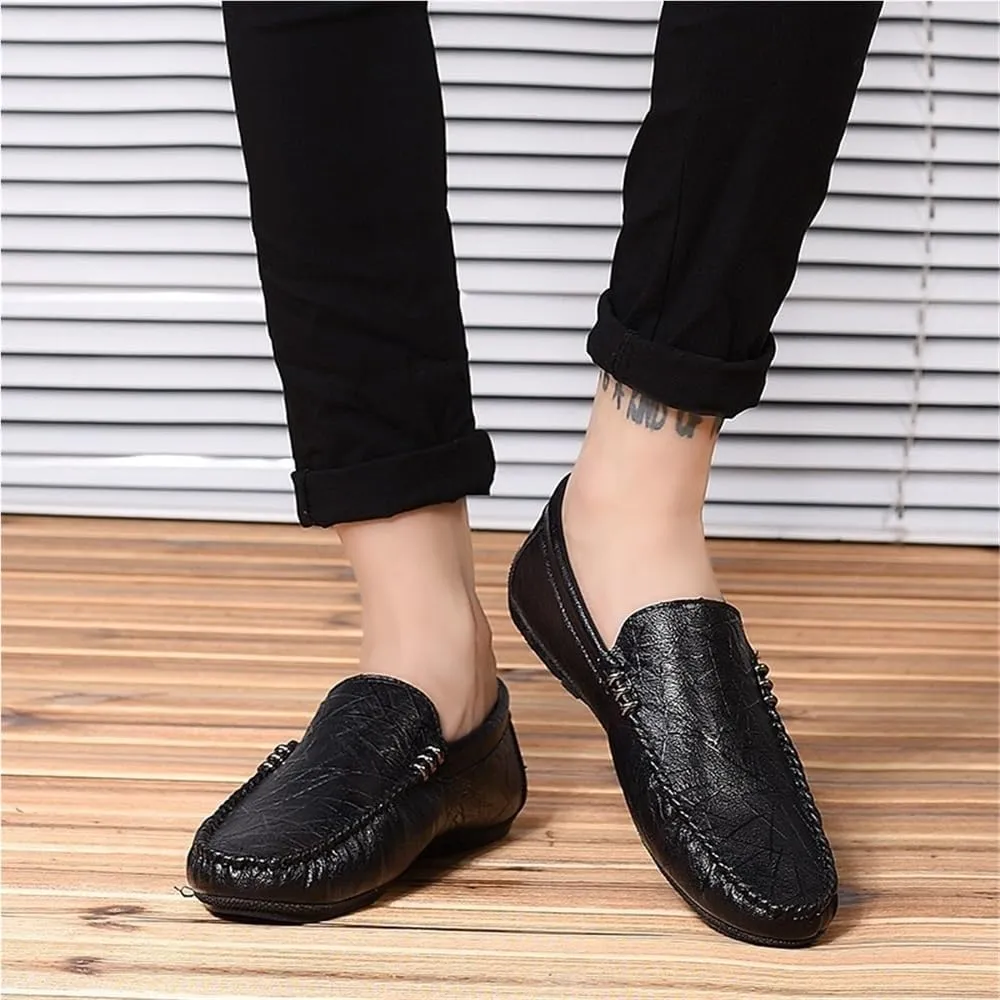 Men's Loafers Shoes Round Toe Faux Leather Slip Resistant Anti-Slip Flexible Classic Slip-on Casual Driving Moccasins