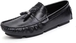 Men's Loafers Shoes Square Toe with Tassel Moccasins Driving Loafers Slip Resistant Flat Heel Comfortable Walking Outdoor Slip-on