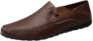 Men's Loafers Vegan Leather Vintage Business Solid Color Round Toe Working Anti-Slip Non Slip Resistant Shoe Slip On