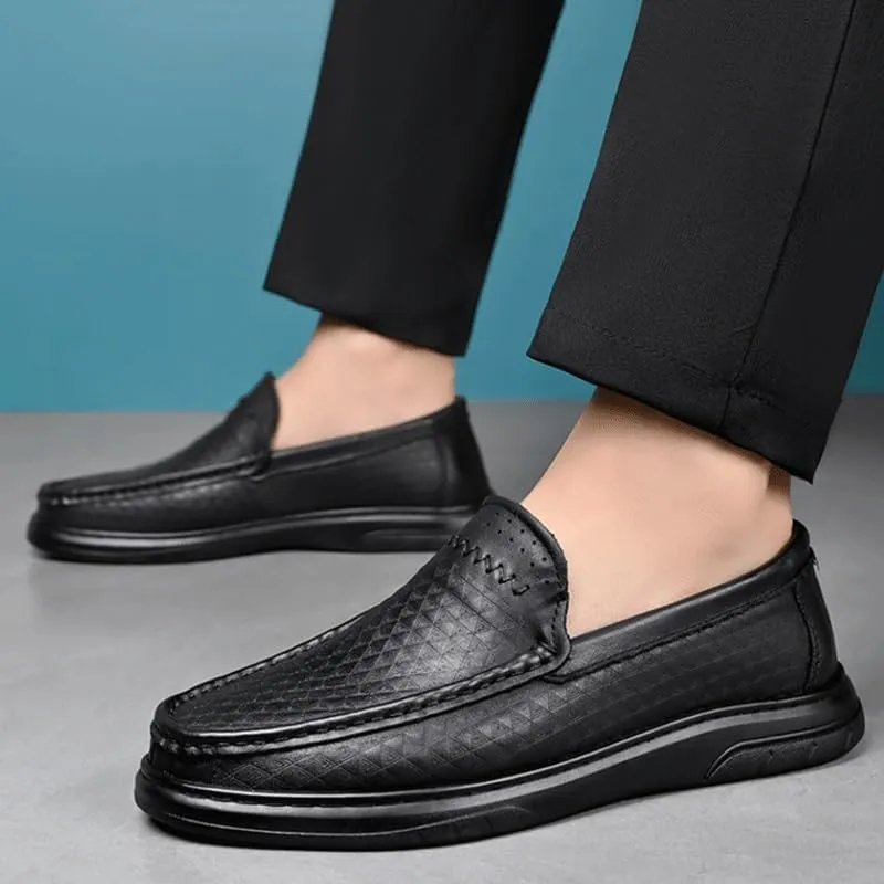 Mens Moccasins Commuter Slip-Resistant Lightweight Breathable Easy to Walk Slip-On Shoes with Non-Slip Sole