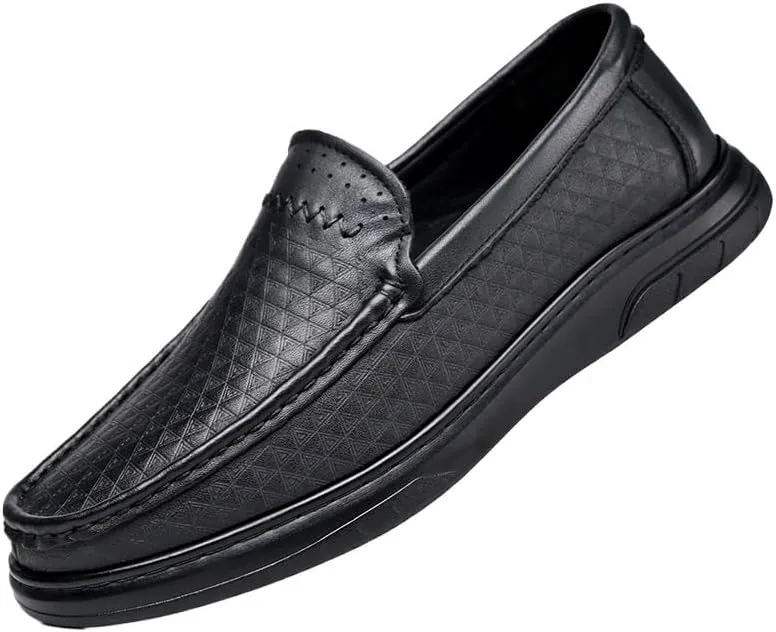 Mens Moccasins Commuter Slip-Resistant Lightweight Breathable Easy to Walk Slip-On Shoes with Non-Slip Sole
