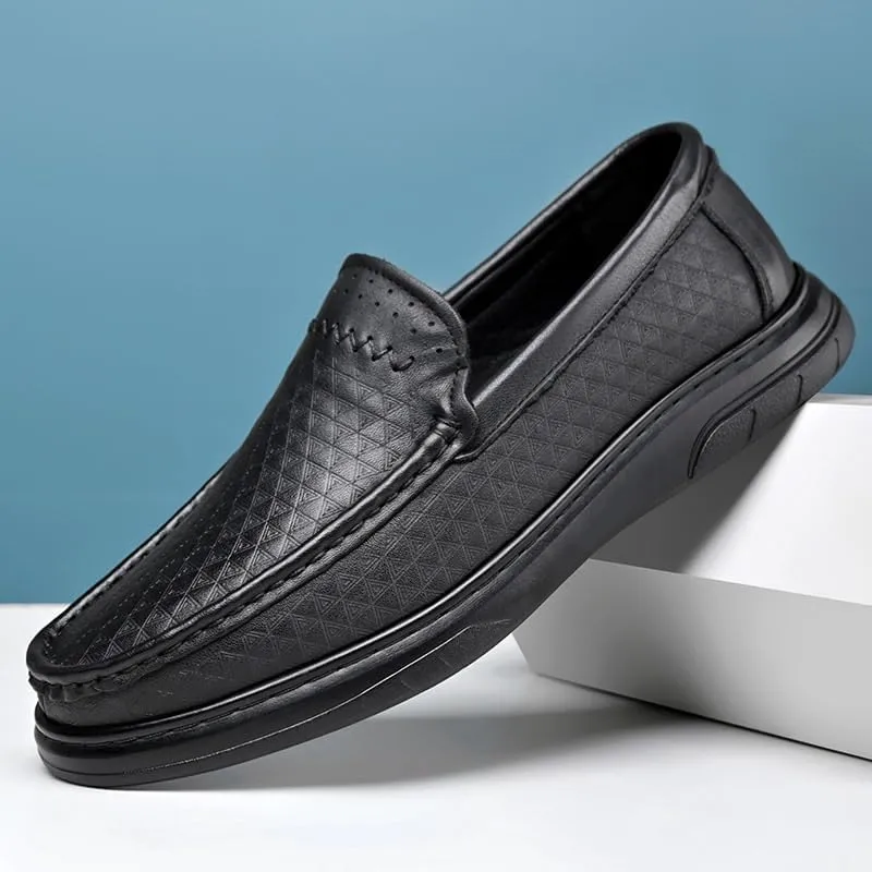Mens Moccasins Commuter Slip-Resistant Lightweight Breathable Easy to Walk Slip-On Shoes with Non-Slip Sole
