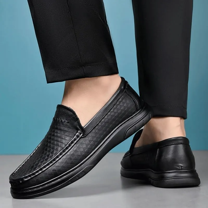 Mens Moccasins Commuter Slip-Resistant Lightweight Breathable Easy to Walk Slip-On Shoes with Non-Slip Sole