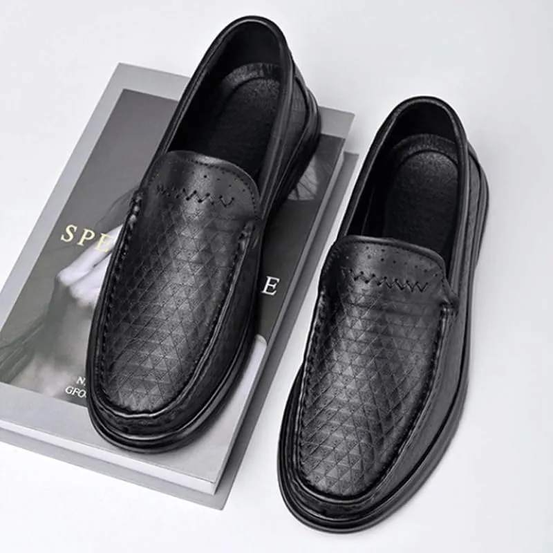 Mens Moccasins Commuter Slip-Resistant Lightweight Breathable Easy to Walk Slip-On Shoes with Non-Slip Sole