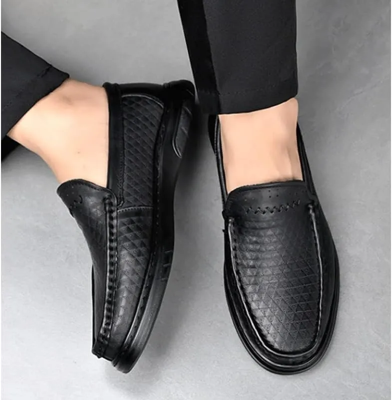 Mens Moccasins Commuter Slip-Resistant Lightweight Breathable Easy to Walk Slip-On Shoes with Non-Slip Sole