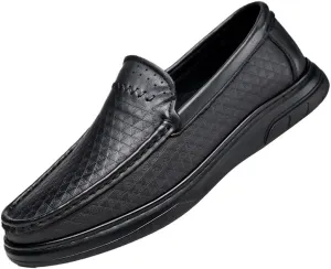 Mens Moccasins Commuter Slip-Resistant Lightweight Breathable Easy to Walk Slip-On Shoes with Non-Slip Sole