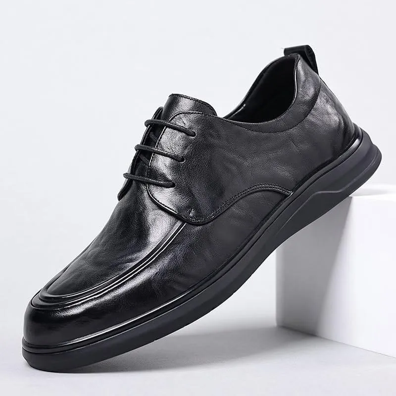 Mens Oxford Men's Luxury Leather Platform Block Heel Business Oxford Shoes Modern Leather Business Casual Scale Pattern Comfort Formal Shoes Comfortable Pointed Toe Lace Up Loafers Dress Shoes