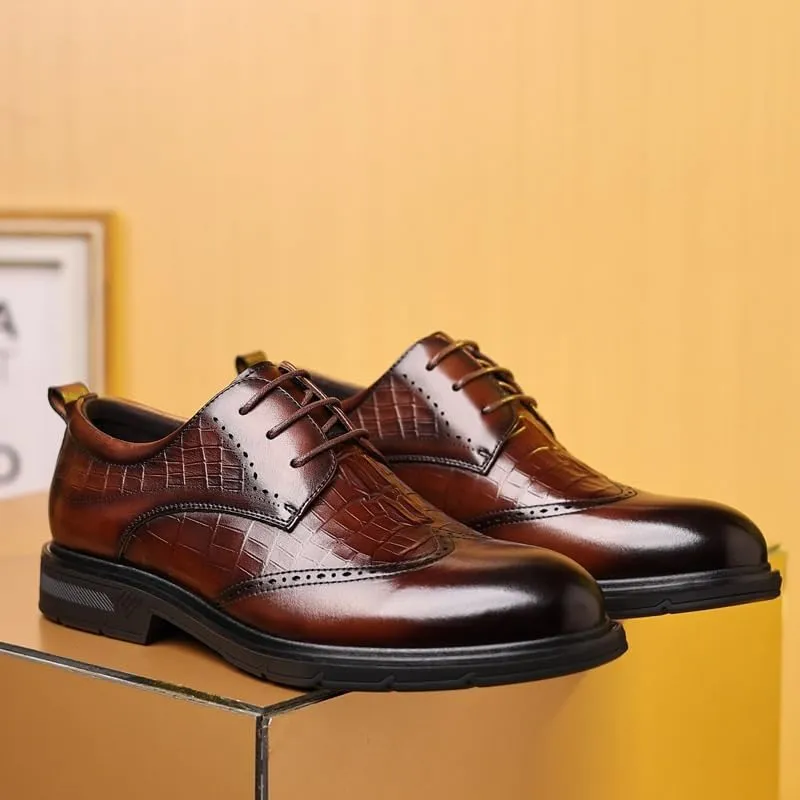 Men's Oxford Shoes Retro Pointed Chunky Heel Non-Slip Business Dress Shoes Rubber Non-Slip Formal Dress Shoes for Men