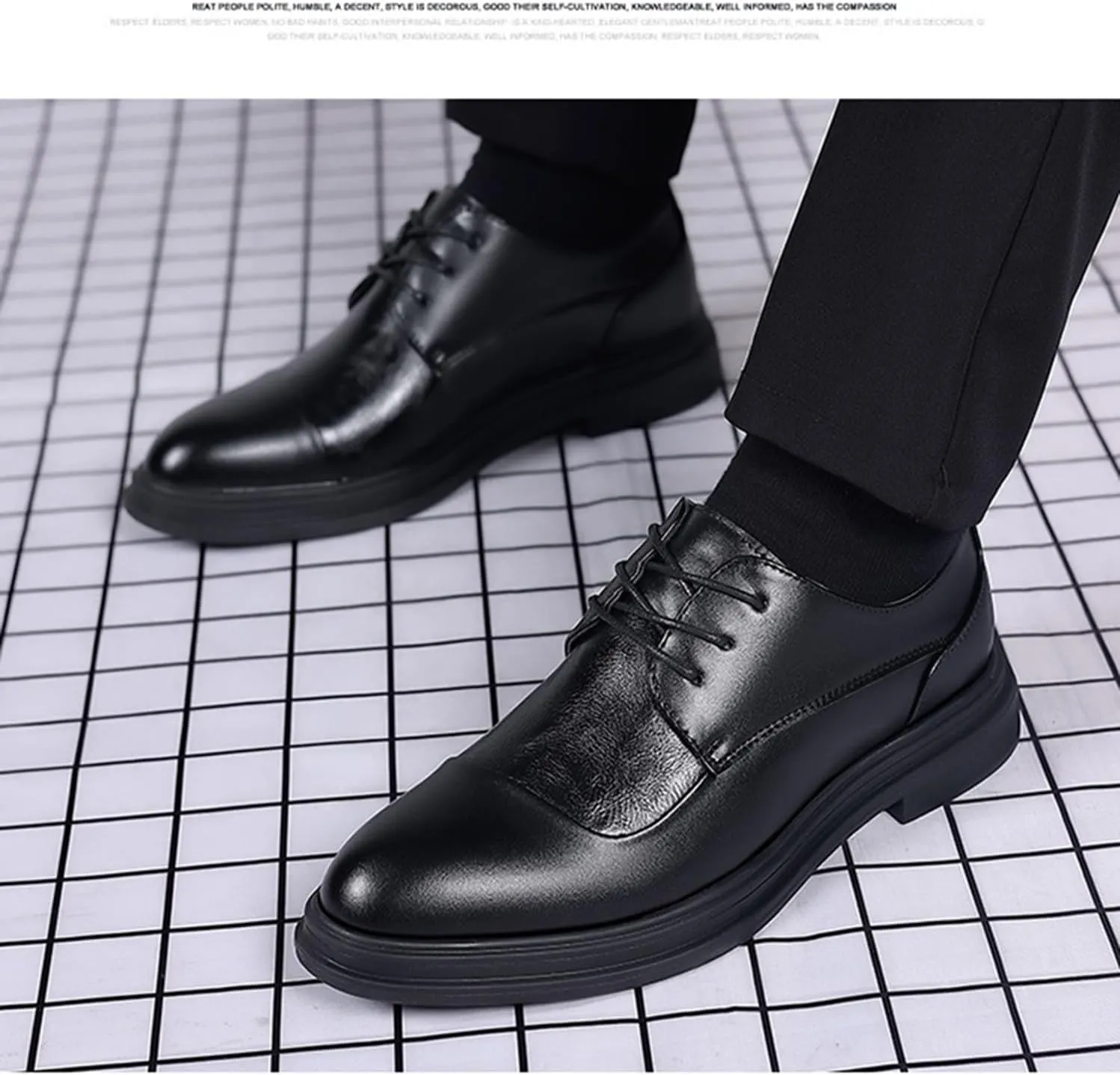 Men's Oxfords Classic Lace Up Dress Shoes Modern Business Derbys, Heel Pad Design for Formal Occasions