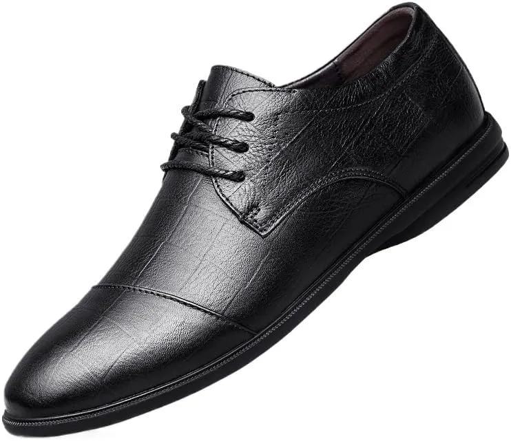 Men's Oxfords Modern Low Top Pointed Toe Tuxedo Derby Shoes Non-Slip Rubber Flat Dress Shoes for Men(Black,8.5)