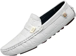 Men's Patent Printed Leather Loafers Comfort Non-Slip Lug Sole Slip-On Dress Shoes for Formal Business Office Church