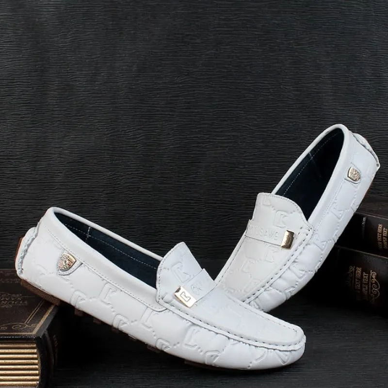 Men's Patent Printed Leather Loafers Comfort Non-Slip Lug Sole Slip-On Dress Shoes for Formal Business Office Church