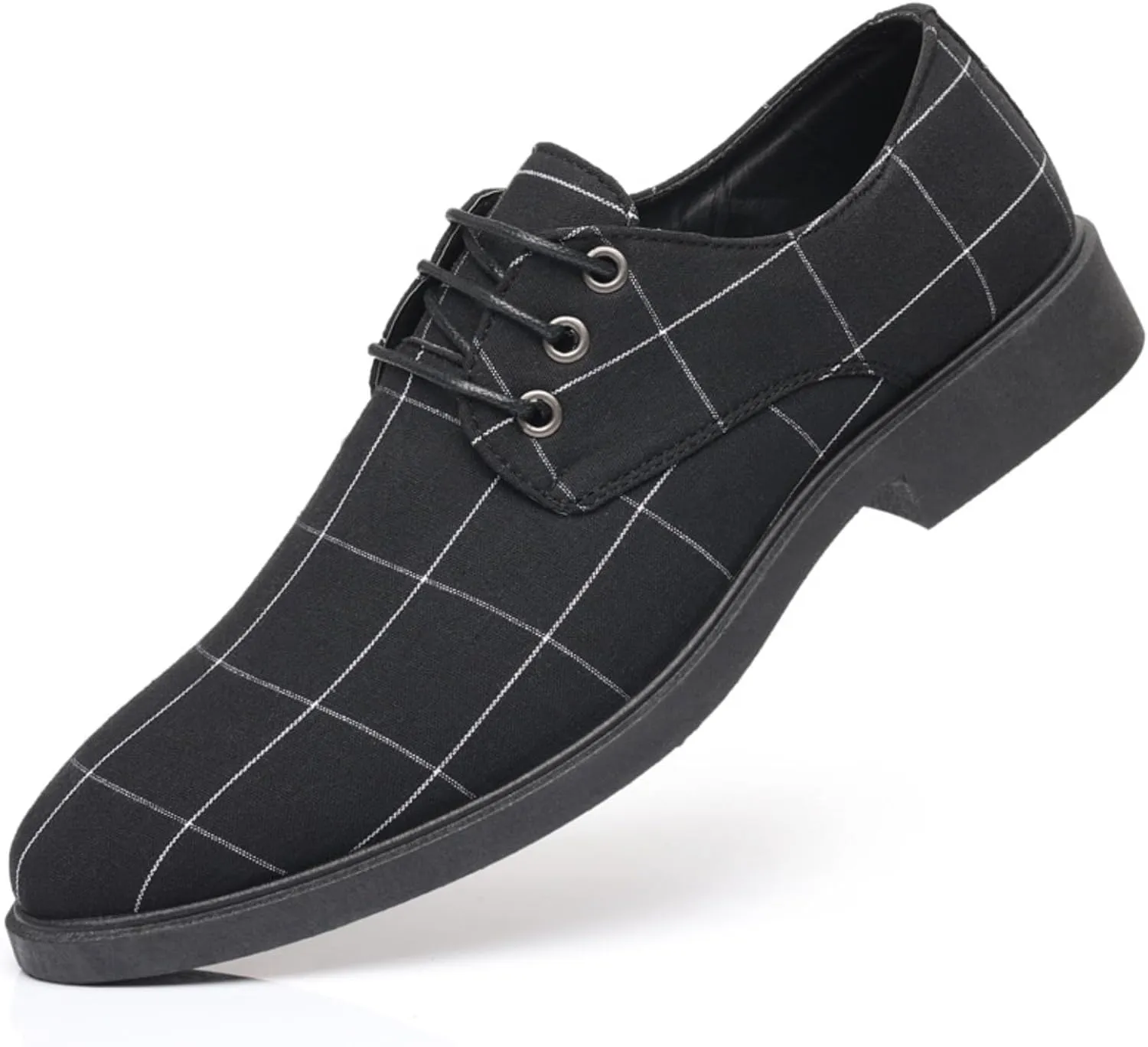 Men's Plaid Lace-Up Oxfords Dress Shoes | Leather & Anti-Slip Rubber Sole | Lightweight Comfort Fit for Formal and Casual