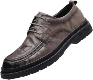 Men's Retro Oxford Shoes Chunky Heel Non-Slip Business Dress Shoes Fashion Lace-up Shoes Formal Shoes Working Leather Derby Shoes(8.5)