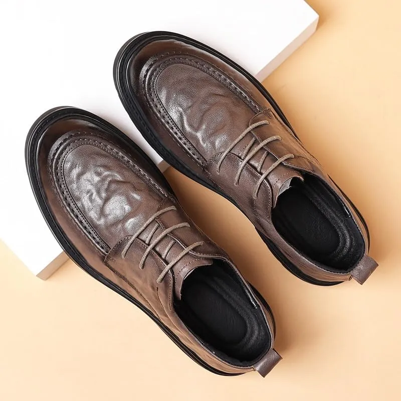 Men's Retro Oxford Shoes Chunky Heel Non-Slip Business Dress Shoes Fashion Lace-up Shoes Formal Shoes Working Leather Derby Shoes(8.5)