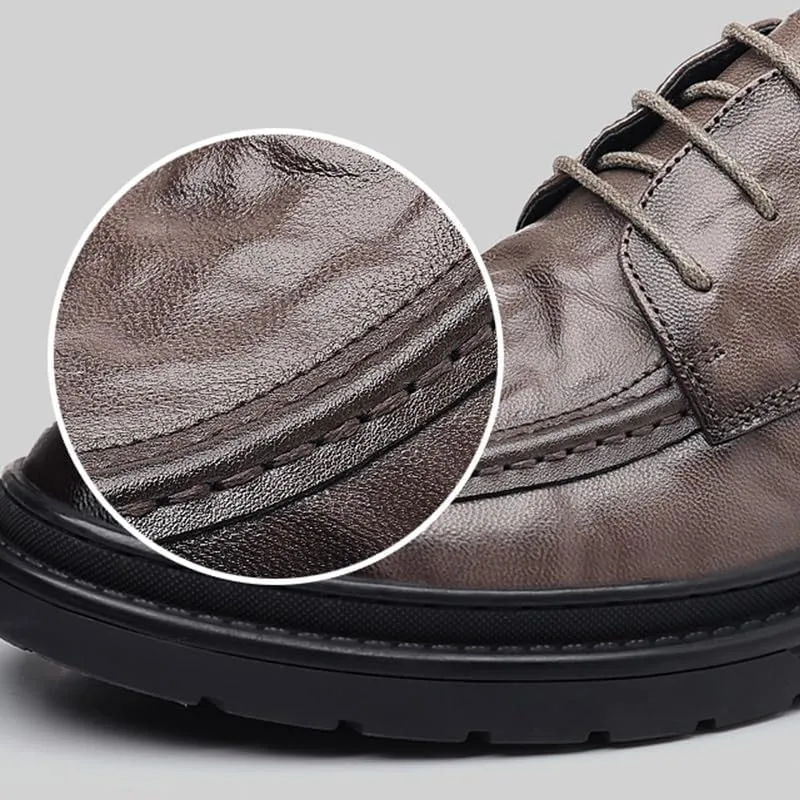 Men's Retro Oxford Shoes Chunky Heel Non-Slip Business Dress Shoes Fashion Lace-up Shoes Formal Shoes Working Leather Derby Shoes(9)