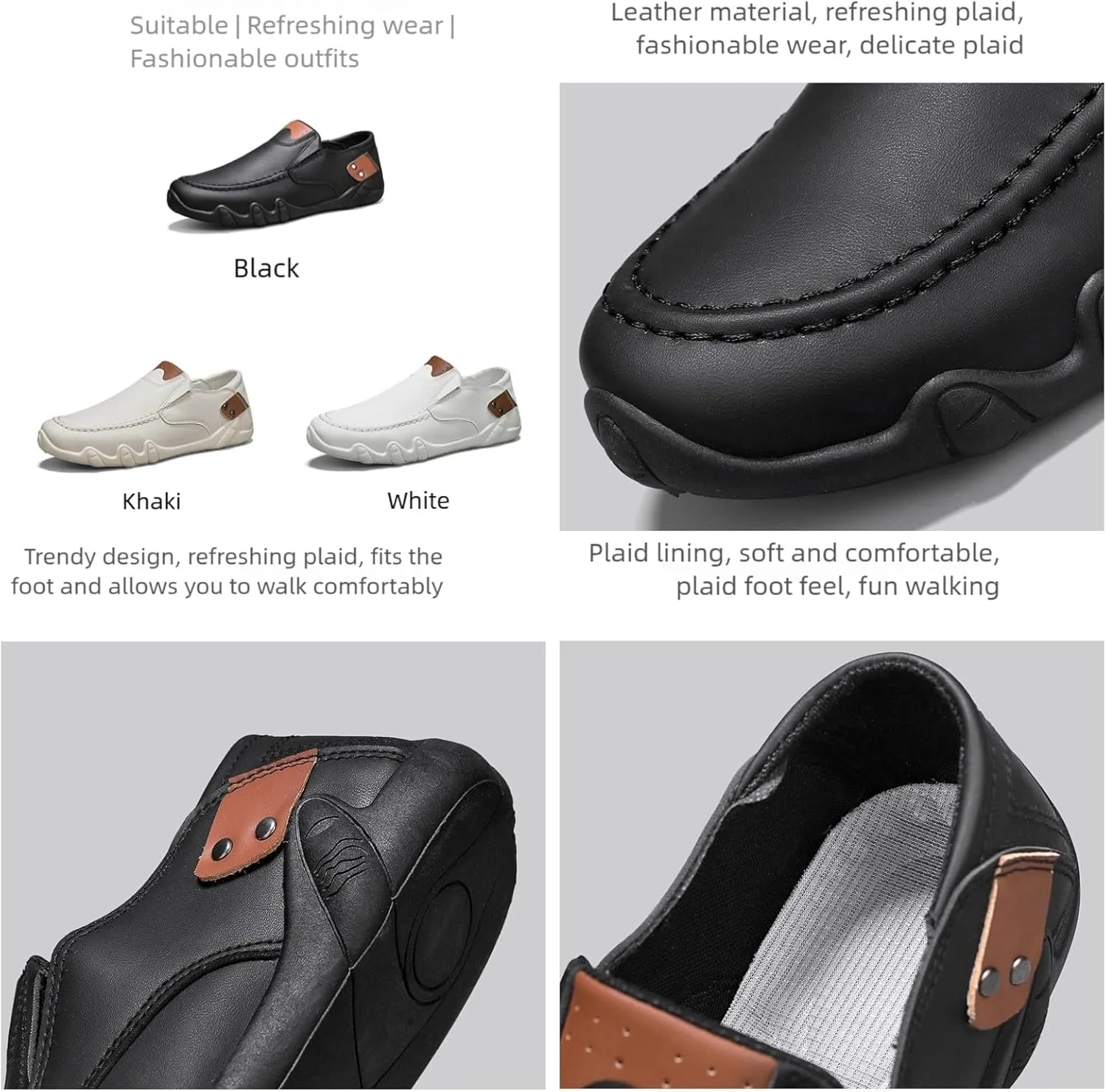 Men's Slip-On Loafers - Lightweight Breathable Driving Shoes with Rubber Sole Casual Business Footwear for Men Durable Moccasins for Travel Outdoor Activities