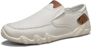 Men's Slip-On Loafers - Lightweight Breathable Driving Shoes with Rubber Sole Casual Business Footwear for Men Durable Moccasins for Travel Outdoor Activities