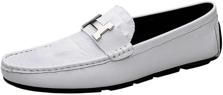 Men's Slip-On Penny Crocodile Pattern Loafers Ultra Light Genuine Leather Flat Shoes Classic Horsebit Tuxedo Wedding Shoes