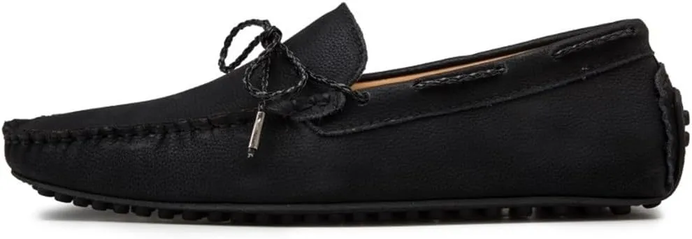 Men's Square Toe Loafers - Faux Leather Driving Moccasins, Slip-Resistant & Flexible Boat Shoes, Comfortable Anti-Slip Flat Heel for Casual & Party Wear