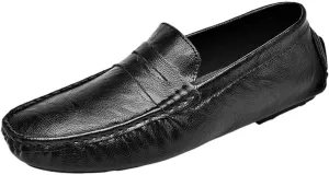 Mens Vintage Shoes Pu Leather Fashion Solid Color Resistant Flexible Flat Heel Casual Slip On