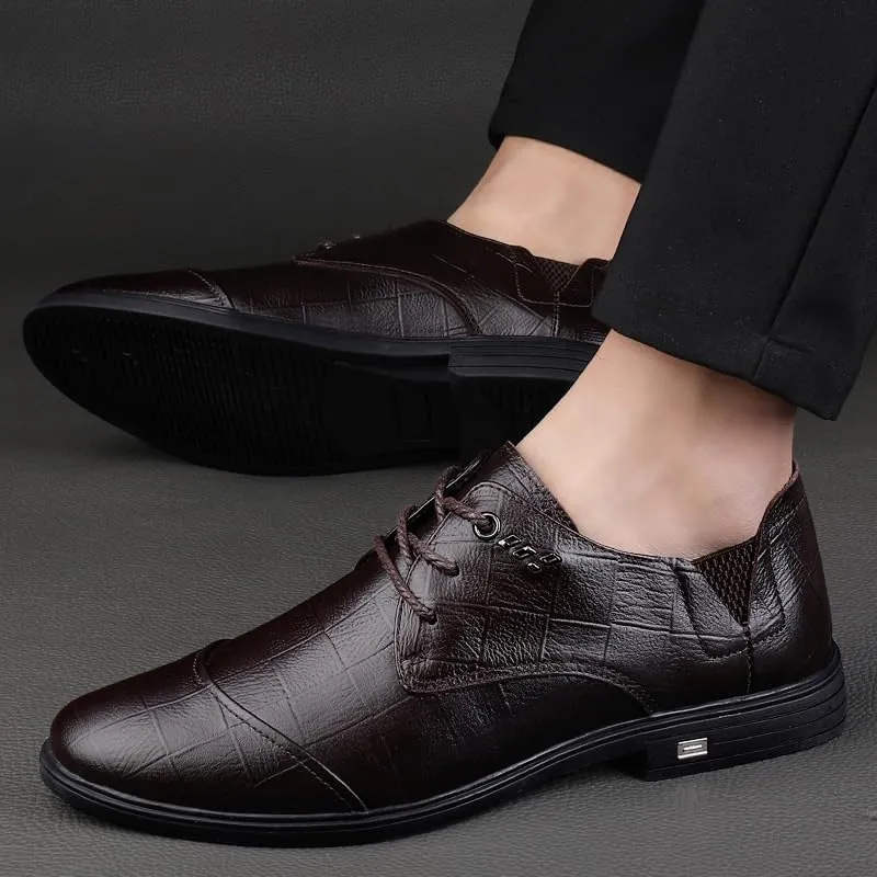 Modern Casual Brogues Wingtips Dress Shoes Classic Business Oxford Shoes Men's Elegant Lace-up Office Shoes