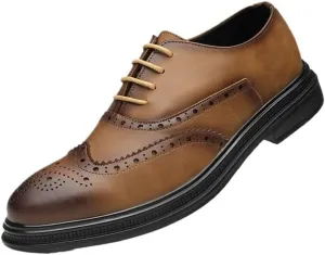 Modern Men's Oxford Shoes Rubber Non-Slip Thick-Soled Formal Print Breathable Leather Shoes