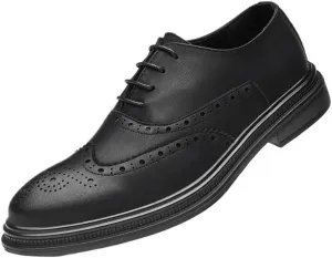 Modern Men's Oxford Shoes Rubber Non-Slip Thick-Soled Formal Print Breathable Leather Shoes