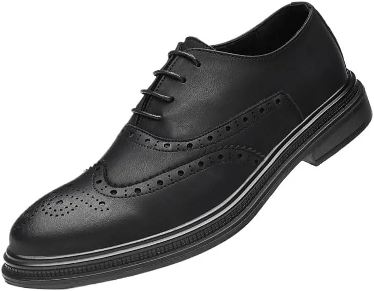 Modern Men's Oxford Shoes Rubber Non-Slip Thick-Soled Formal Print Breathable Leather Shoes
