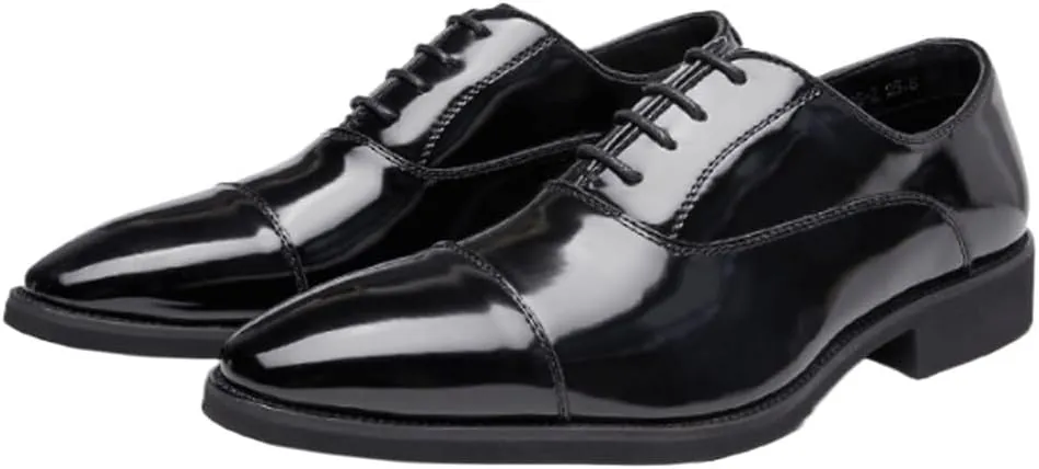Modern Oxford Shoes for Men Leather Lace Up Dress Shoes for Party and Business