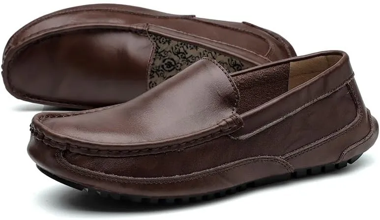 New Mens Loafers Apron Toe Driving Moccasins Shoes PU Leather Flexible Slip Resistant Lightweight Fashion Slip-ons