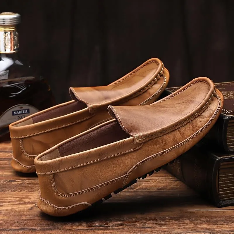 New Mens Loafers Apron Toe Driving Moccasins Shoes PU Leather Flexible Slip Resistant Lightweight Fashion Slip-ons