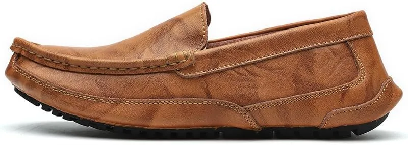 New Mens Loafers Apron Toe Driving Moccasins Shoes PU Leather Flexible Slip Resistant Lightweight Fashion Slip-ons