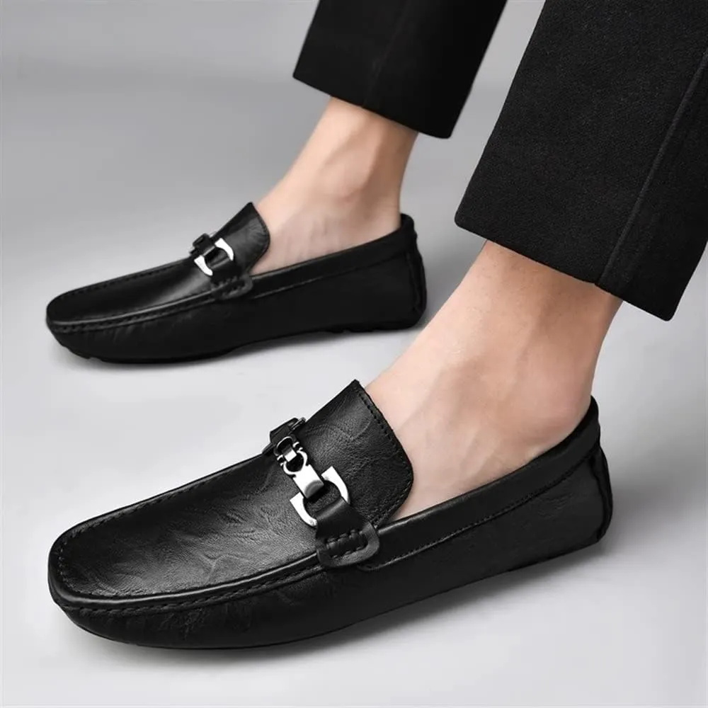 New Men's Loafers Shoes Driving Moccasins Loafers Simple Leather Flexible Comfortable Slip Resistant Prom Walking Slip-ons