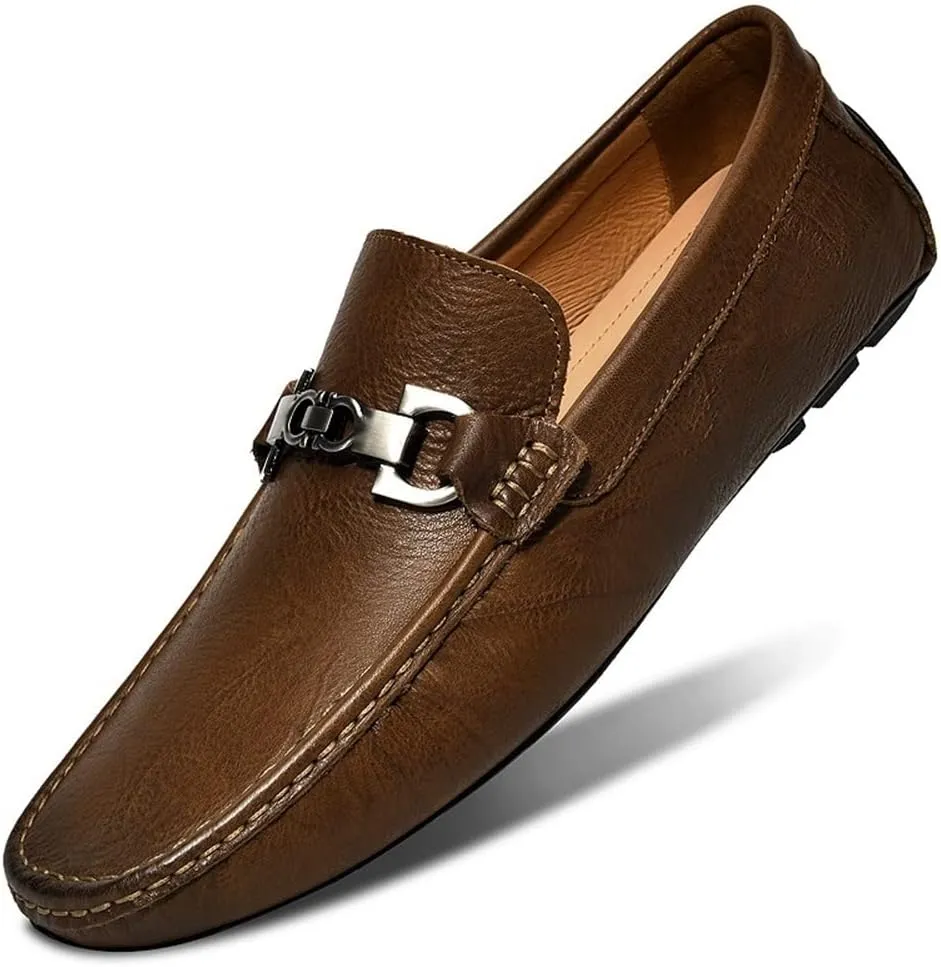 New Men's Loafers Shoes Driving Moccasins Loafers Simple Leather Flexible Comfortable Slip Resistant Prom Walking Slip-ons