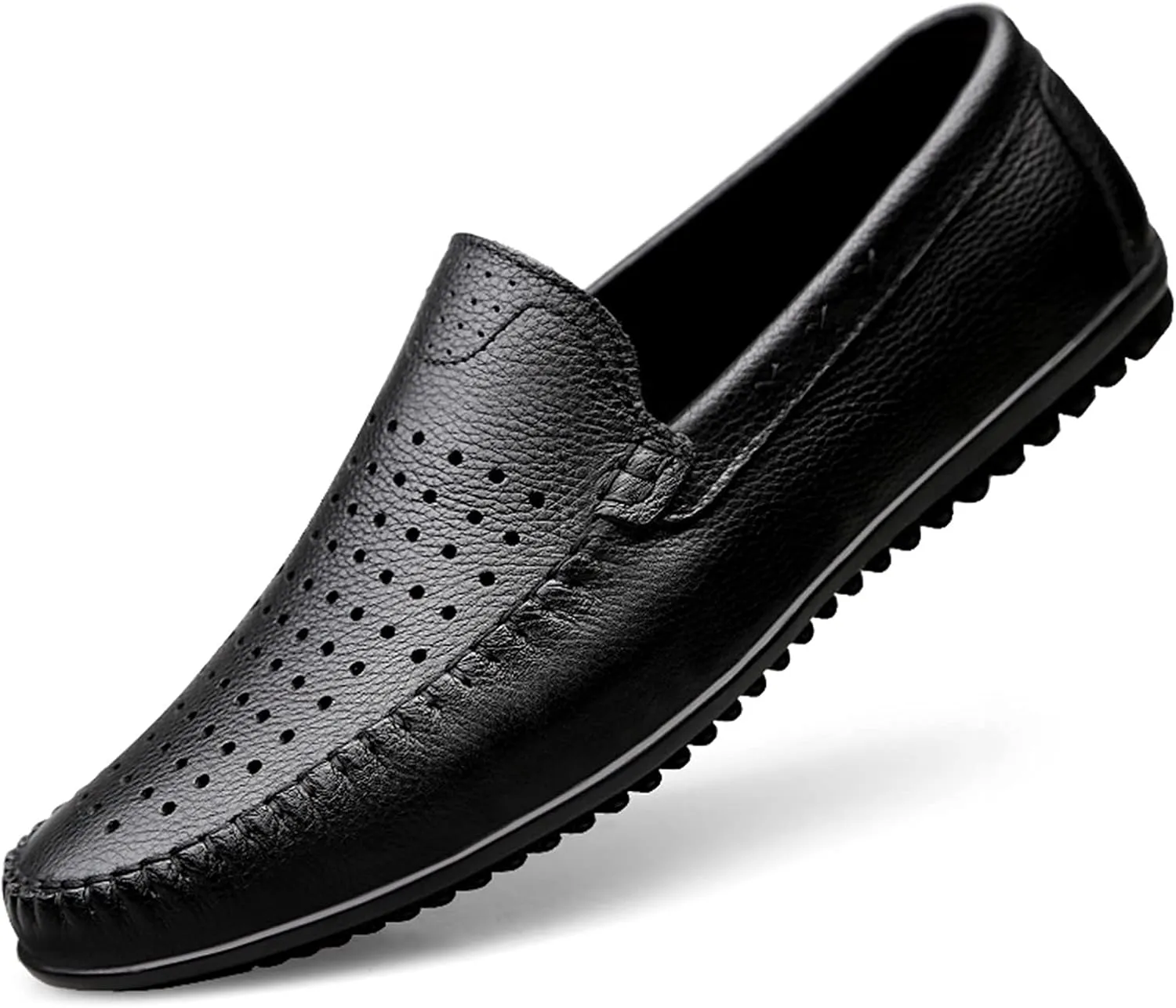 New Men's Loafers Simple Breathable Driving Loafers Moccasins Shoes Leather Lightweight Slip Resistant Anti-slip Prom Slip-on