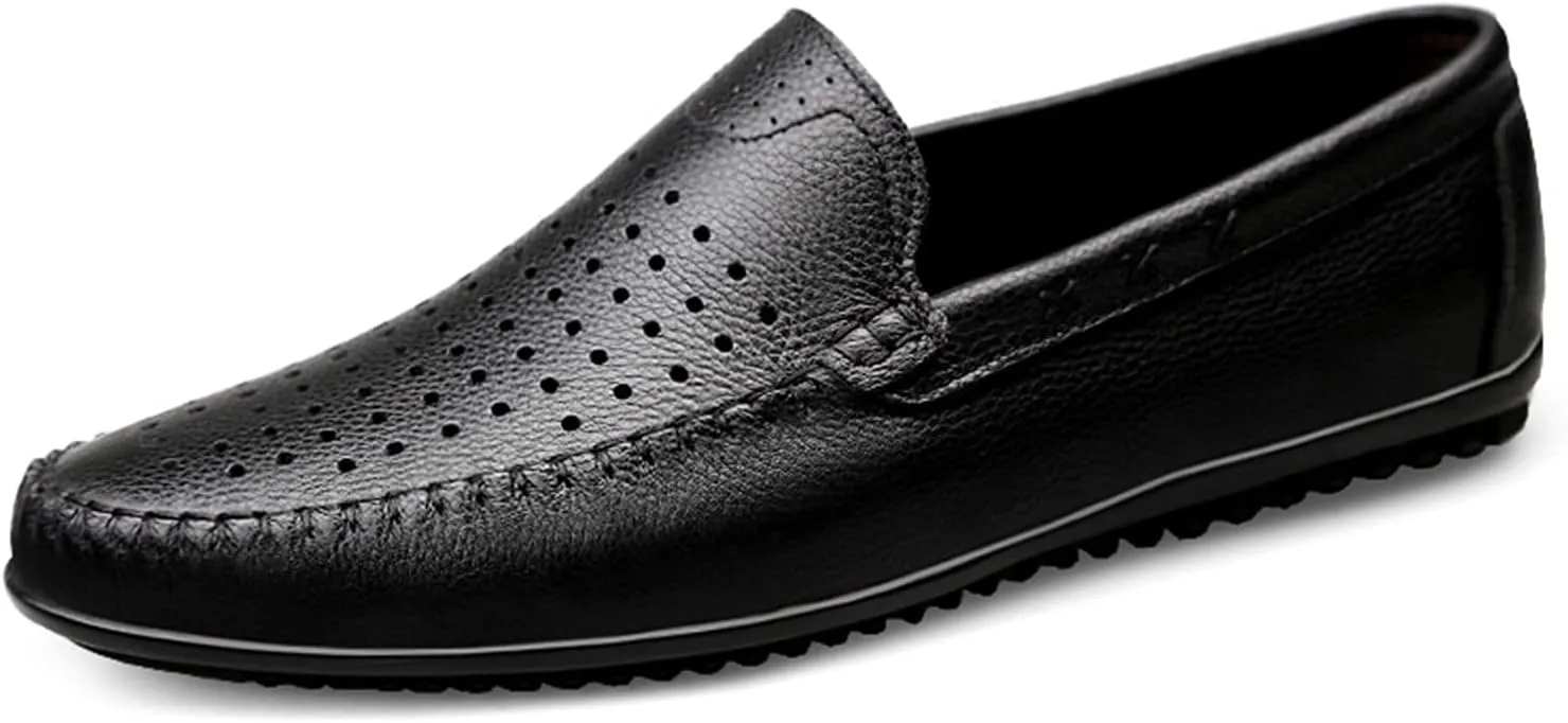 New Men's Loafers Simple Breathable Driving Loafers Moccasins Shoes Leather Lightweight Slip Resistant Anti-slip Prom Slip-on