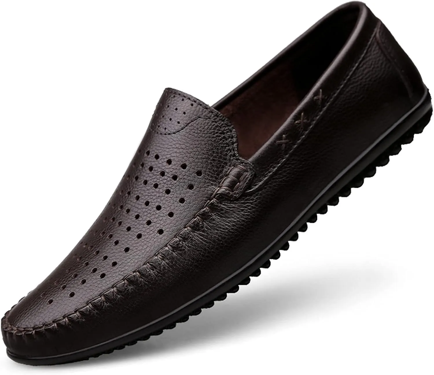 New Men's Loafers Simple Breathable Driving Loafers Moccasins Shoes Leather Lightweight Slip Resistant Anti-slip Prom Slip-on