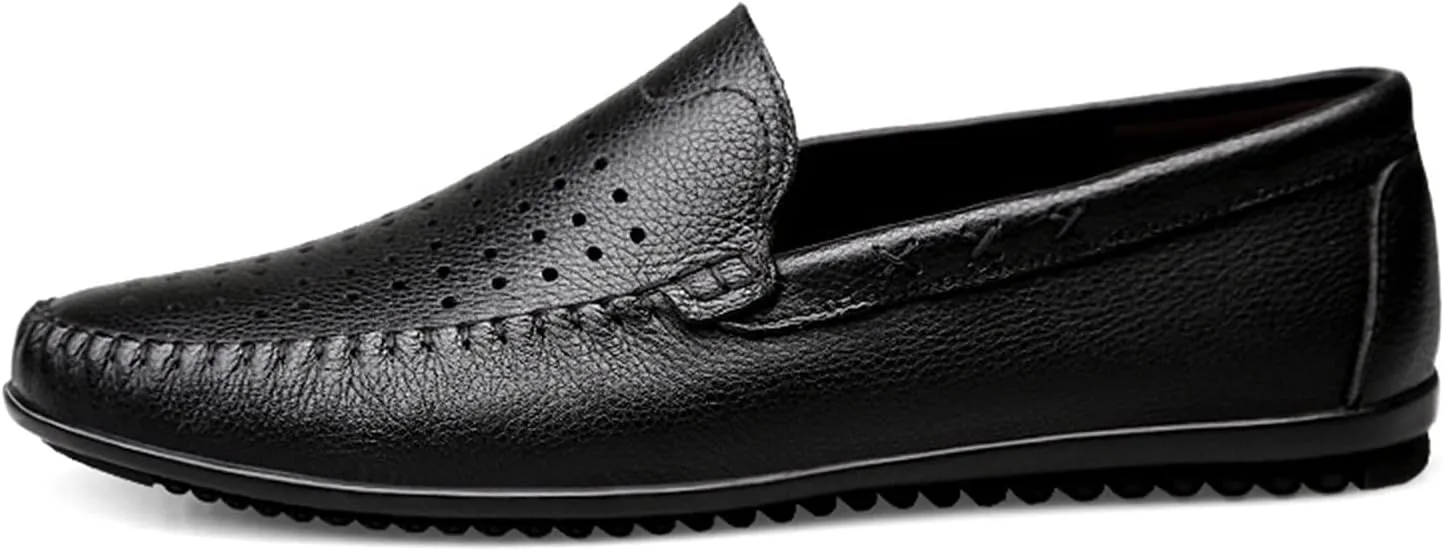 New Men's Loafers Simple Breathable Driving Loafers Moccasins Shoes Leather Lightweight Slip Resistant Anti-slip Prom Slip-on