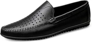 New Men's Loafers Simple Breathable Driving Loafers Moccasins Shoes Leather Lightweight Slip Resistant Anti-slip Prom Slip-on