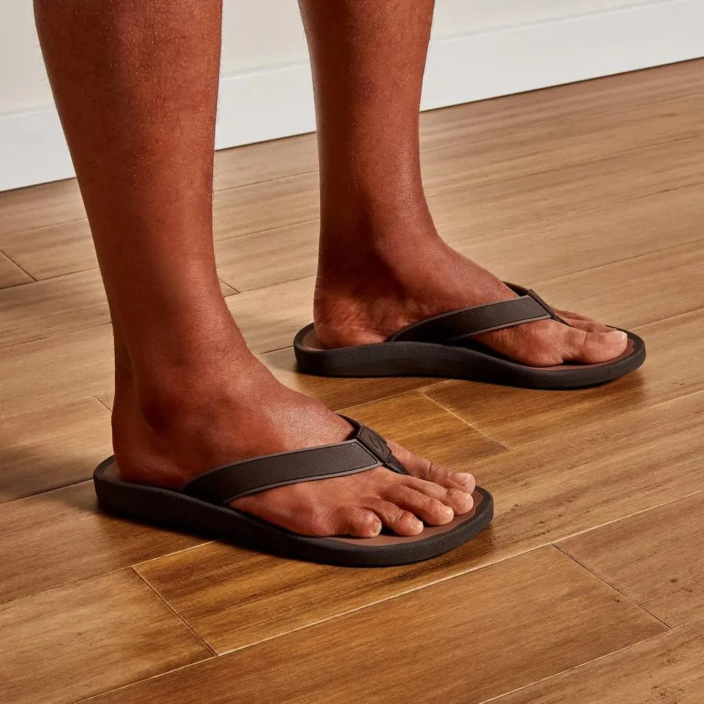 OLUKAI Koko'o Men's Beach Sandals, Quick-Dry Flip-Flop Slides, Water Resistant & Lightweight, Compression Molded Footbed & Ultra-Soft Comfort Fit