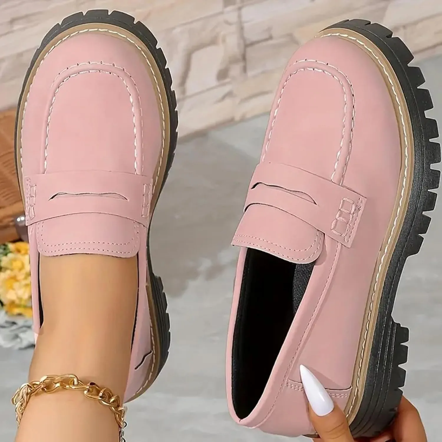 Orthoture-Orthopedic Platform Loafers Comfortable and Slip Resistant Loafers with Breathable Arch Support Wide fit Perfect for Walking