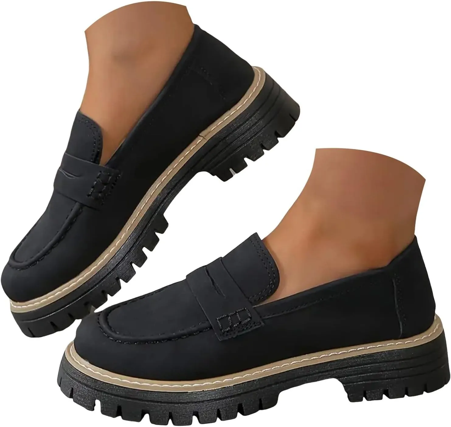 Orthoture-Orthopedic Platform Loafers Comfortable and Slip Resistant Loafers with Breathable Arch Support Wide fit Perfect for Walking