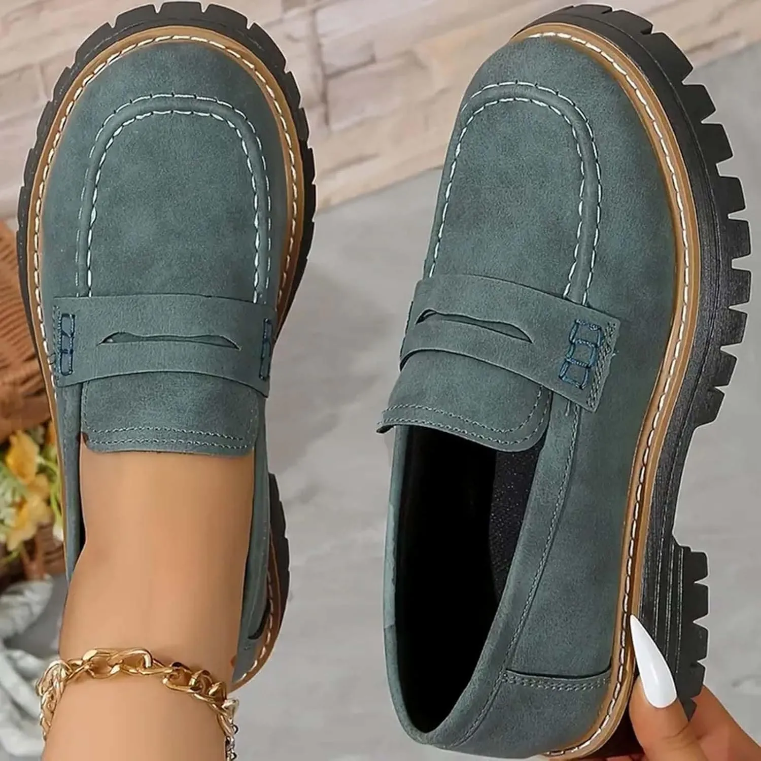 Orthoture-Orthopedic Platform Loafers Comfortable and Slip Resistant Loafers with Breathable Arch Support Wide fit Perfect for Walking