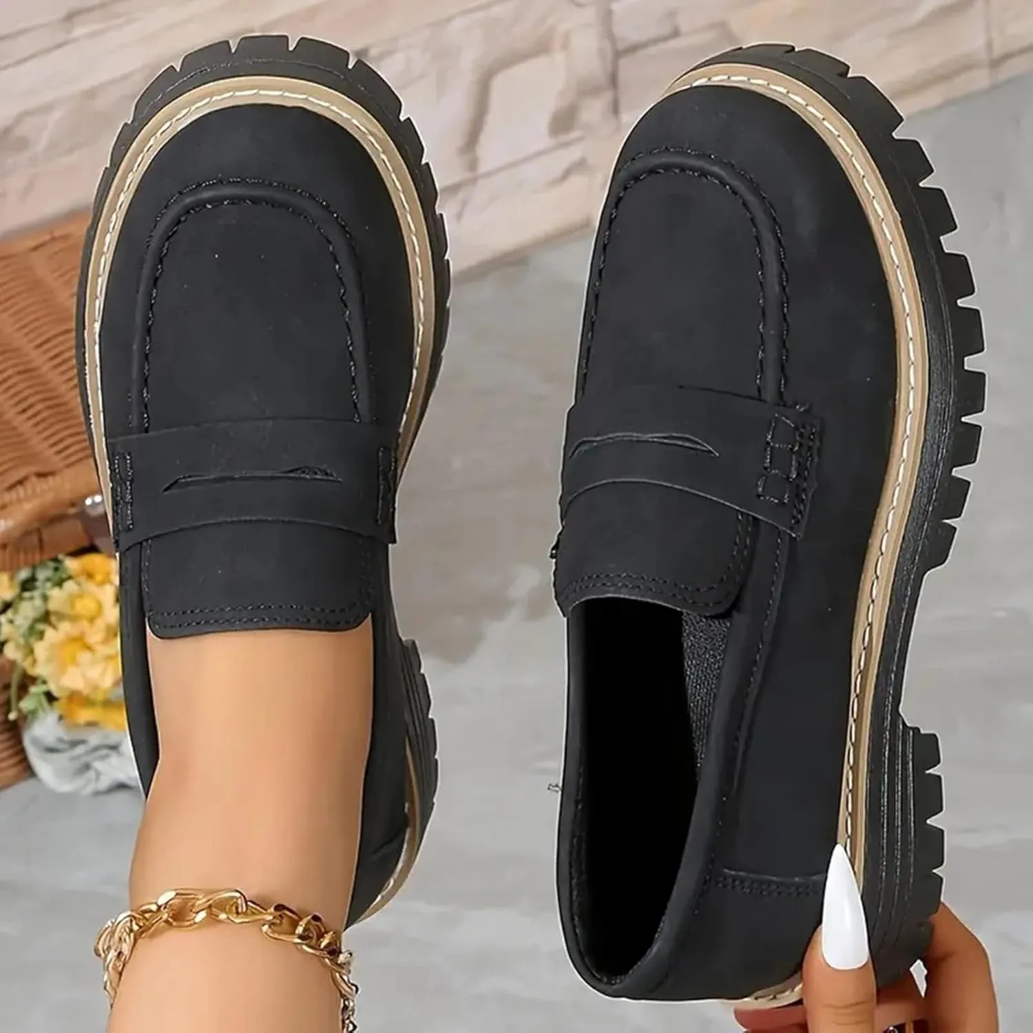 Orthoture-Orthopedic Platform Loafers Comfortable and Slip Resistant Loafers with Breathable Arch Support Wide fit Perfect for Walking