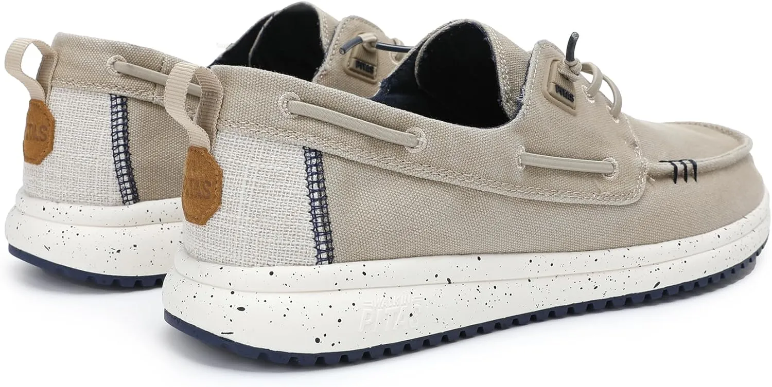 PITAS Mens Byron Boat Shoes | Casual Slip-On Loafers for Men | Ultra Light & Comfortable Shoes | Beige