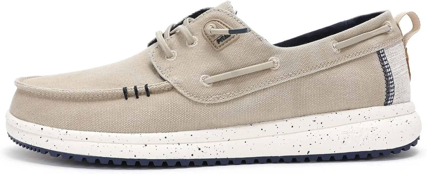 PITAS Mens Byron Boat Shoes | Casual Slip-On Loafers for Men | Ultra Light & Comfortable Shoes | Beige