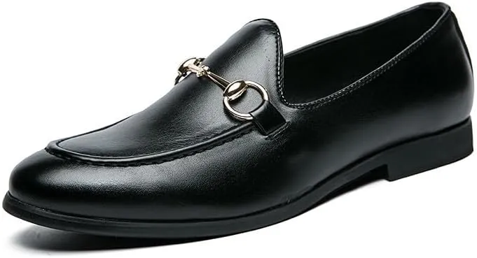 Santimon Men's Horsebit Leather Loafers Classic Moccasins Casual Formal Dress Slip On Driving Shoes for Men