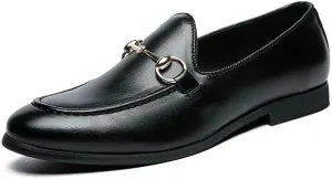 Santimon Men's Horsebit Leather Loafers Classic Moccasins Casual Formal Dress Slip On Driving Shoes for Men